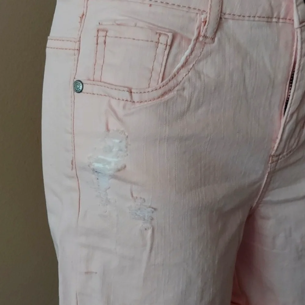 Epic Threads Denim Shorts distressed cuffed hem - blush pink - size 14